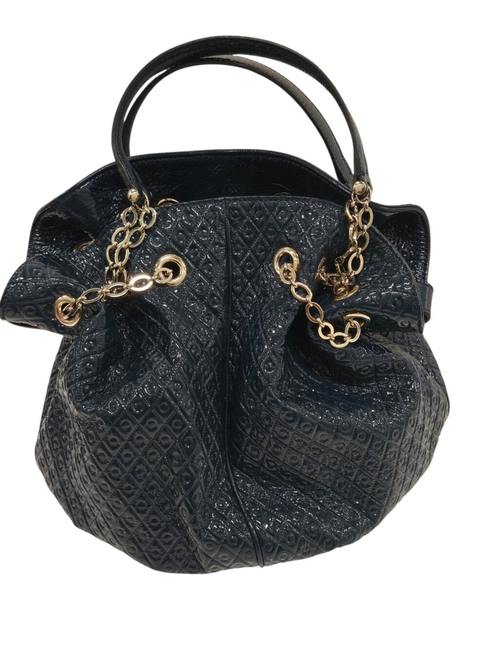 TOD'S Quilted Patent Leather Chain Tote shoulder bag